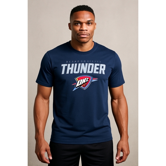 NBA Other - EUC NBA Oklahoma City Thunder Mens Logo Performance Navy Blue T-Shirt Size L OKC